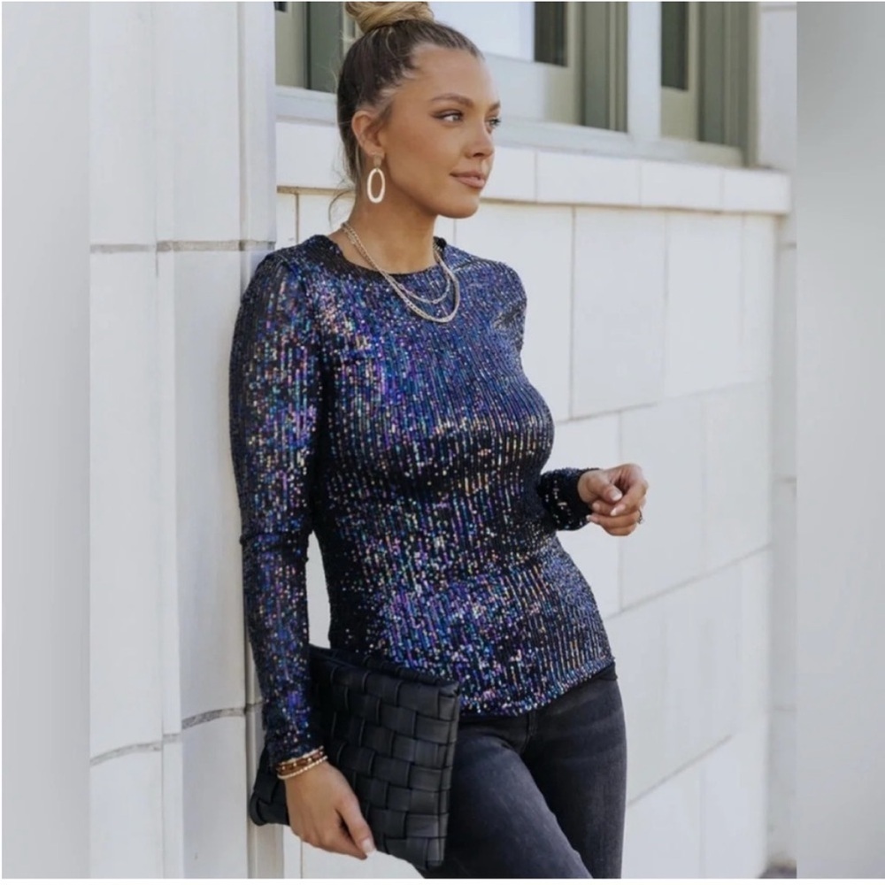 Intimately Free People Gold Rush Black Combo Multi Colored Sequin Small S